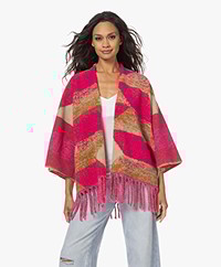 KYRA Jacquard Poncho Vest - Fluo Roze