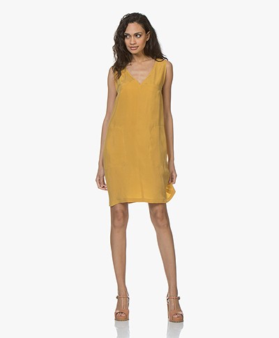 Drykorn Serina Sleeveless Cupro Tunic Dress - Yellow 