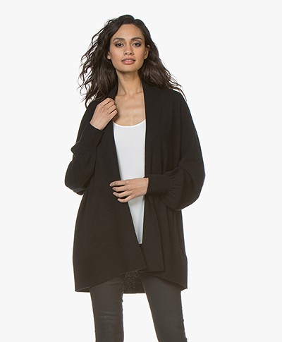 Repeat Open Cardigan with Shawl Collar from Cashmere - Black