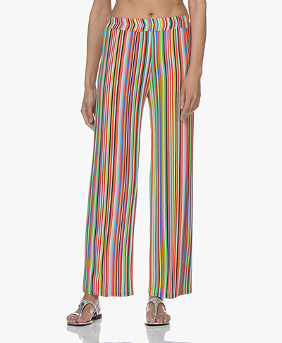LaSalle Printed Jersey Pants with Wide Legs - Multi-color 