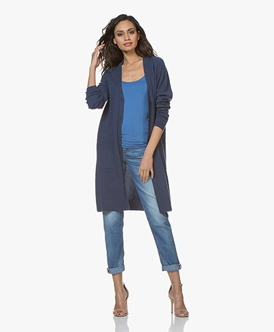Repeat Half Long Cardigan from Pure Cashmere - Dark Blue