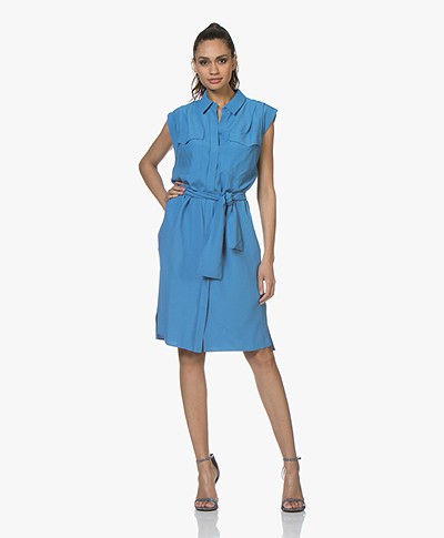 Drykorn Anike Viscose Pique Shirt Dress - Blue 