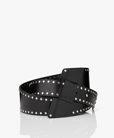 IRO Samo Studded Leather Waist Belt - Black