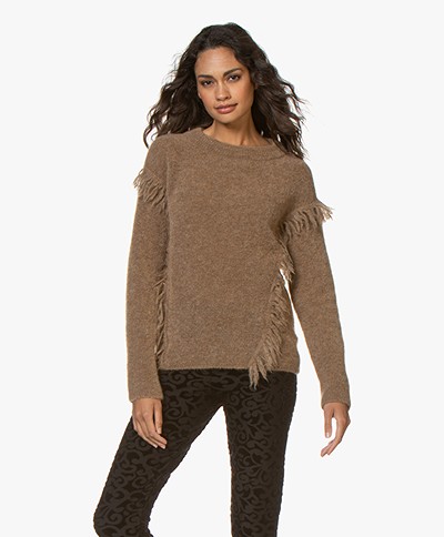 no man's land Fringe Sweater with Mohair - Sandelwood