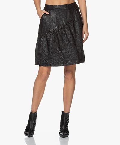 Zadig & Voltaire Jamie Crinkle Leather Skirt - Black 