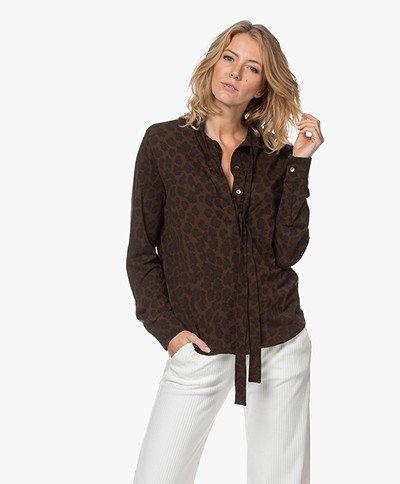 Majestic Filatures Jersey Blouse with Print - Coffee