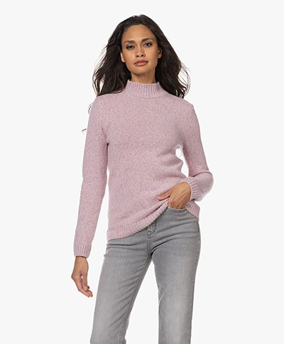 Belluna True Mouline Wool Blend Turtleneck Sweater - Rose