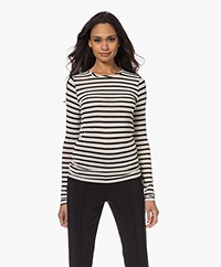 GAI+LISVA Thyra Gestreepte Wolmix Longsleeve - Ecru/Zwart