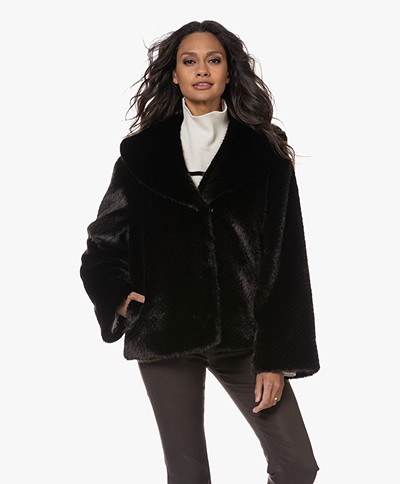 ANINE BING Hilary Faux Fur Jacket - Black/Brown