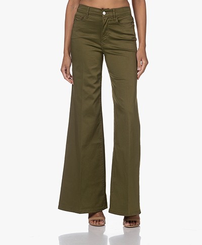 FRAME Le Palazzo Sateen Cotton Flared Pants - Surplus