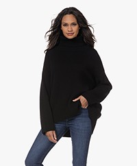 no man's land Oversized Wool Blend Roll Neck Sweater - Core Black