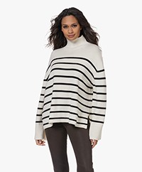 ANINE BING Courtney Striped Turtleneck Sweater - Ivory/Black