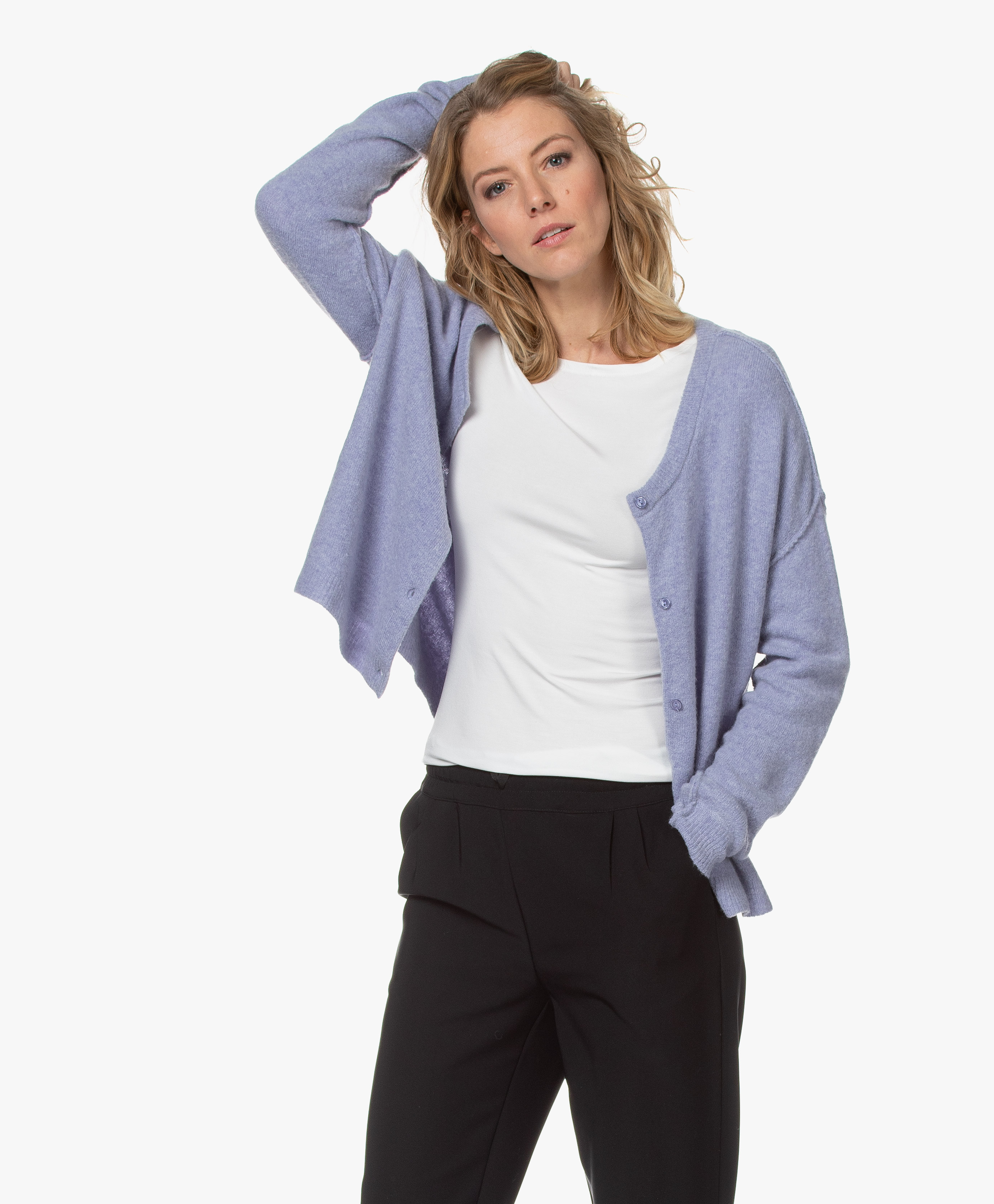 purple cardigan american vintage