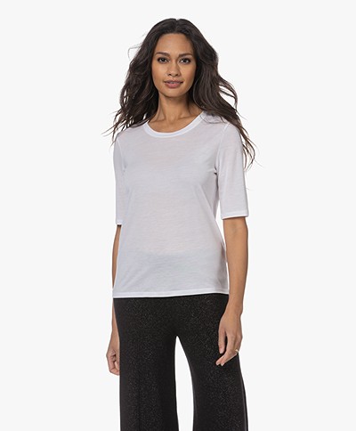 Filippa K Elena Tencel Elbow-length Sleeve T-shirt - White