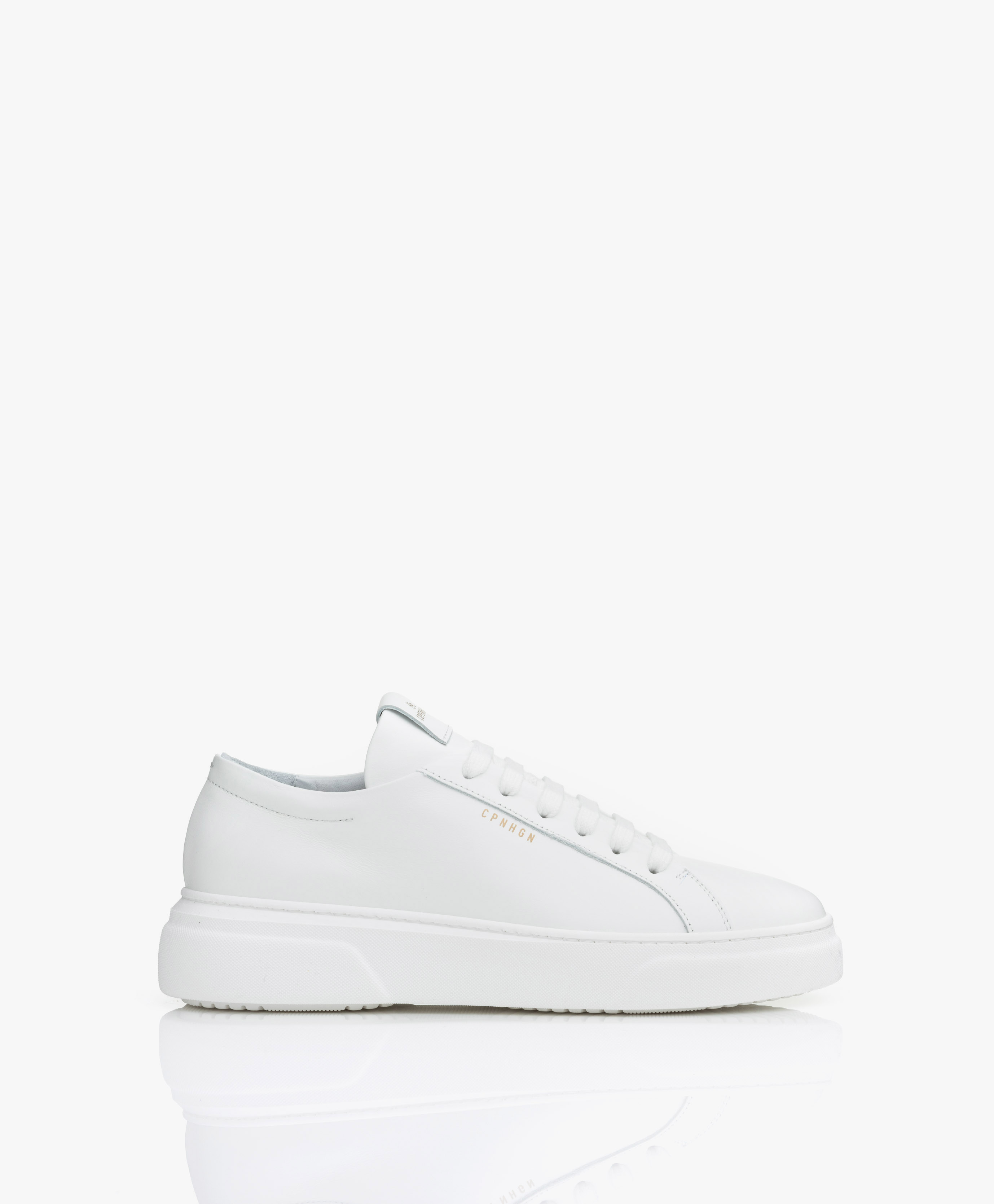 top Leather Platform Sneakers - White 