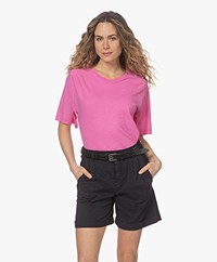 Drykorn Fiene Katoenen Slub Jersey T-shirt - Roze
