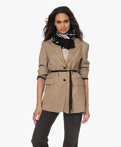 By Malene Birger Cornelis Wollen Print Sjaal - Zwart