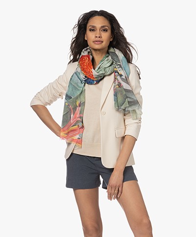 LaSalle Cotton and Modal Print Scarf - Parrots