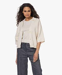 Repeat Polo Collar Buttoned Cardigan - Ivory
