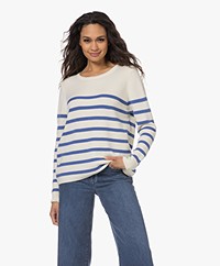 Sibin/Linnebjerg Piper Striped Merino Sweater - Off-white/Clear Blue