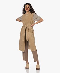 Drykorn Bude Lang Teddy Gilet - Camel