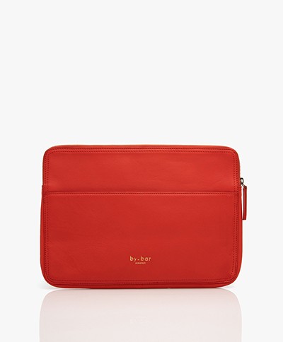 by-bar Leather Laptop Bag - Poppy Red