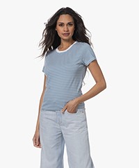 FRAME Slim-fit Gestreept T-shirt - Sky Blue Multi