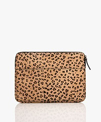 by-bar Leather Laptop Bag with Hairy Structure - Leopard