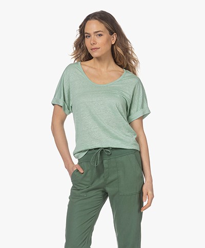 Josephine & Co Matheo Linen Short Sleeve T-Shirt - Jade
