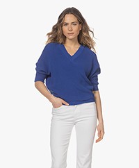 by-bar Lune Organic Cotton V-neck Sweater - Kingsblue