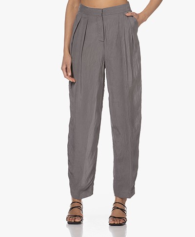 Róhe Crinkle Viscose Tailored Pants - Cold Grey