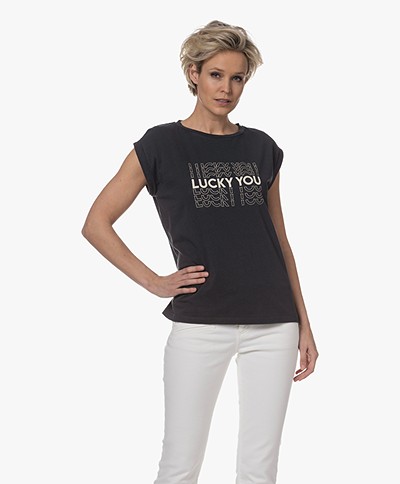 by-bar Thelma Lucky You Print T-shirt - Jet Black