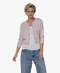 Repeat Buttoned Cardigan with Cropped Sleeves - Powder