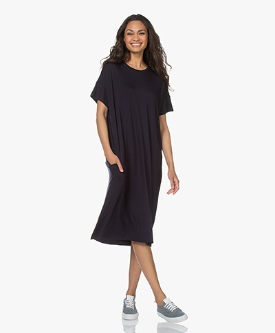 LaSalle Oversized Tencel Jersey Dress - Navy