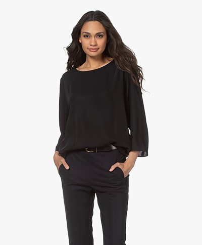Woman by Earn Amelie Oversized Crepe Blouse - Black
