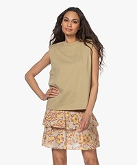 Les Coyotes de Paris Devon Shoulder Padded Top - Khaki Beige