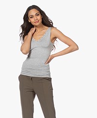 BY-BAR Double V-neck Top with Lace - Grey Melange