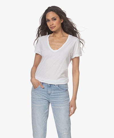 Penn&Ink N.Y T-Shirt with Rounded V-neck - White