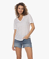 Neeve The Lisa Linen V-neck T-shirt - Crispy White