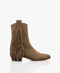 Zadig & Voltaire Pilar Suede Fringe Ankle Boots - Taupe