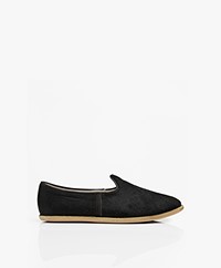 SURÉE Hairy Leather Loafers - Black