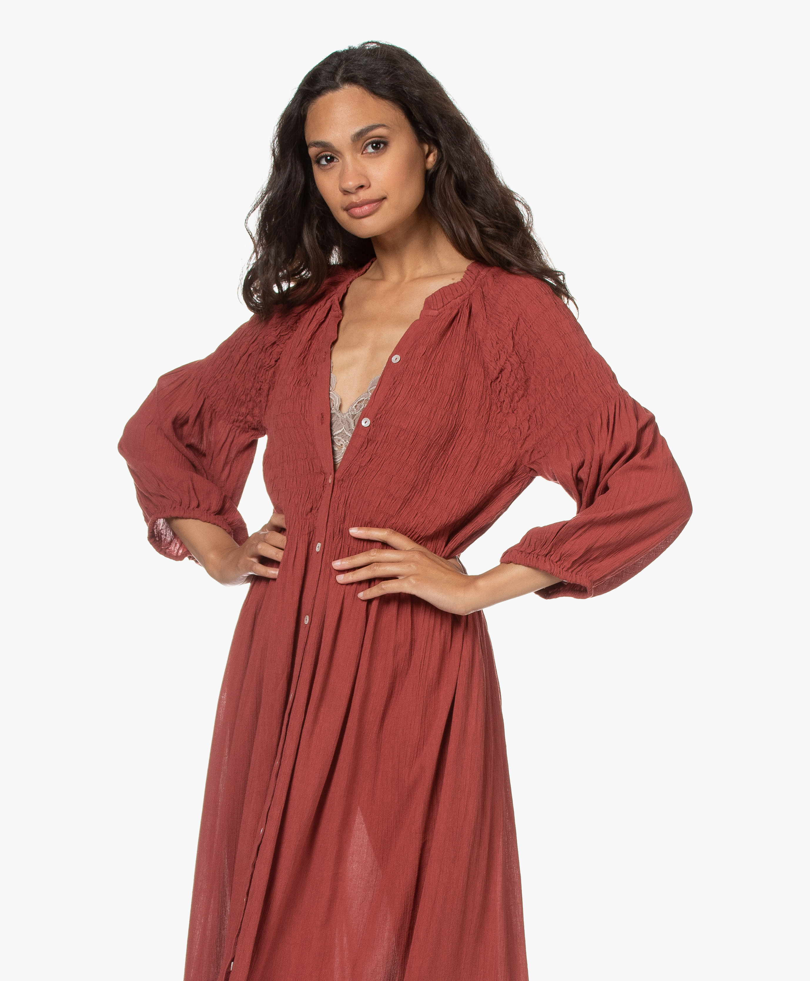 by-bar Loulou Smocked Maxi Dress - Sienna Red - loulou | 21517010 319 ...