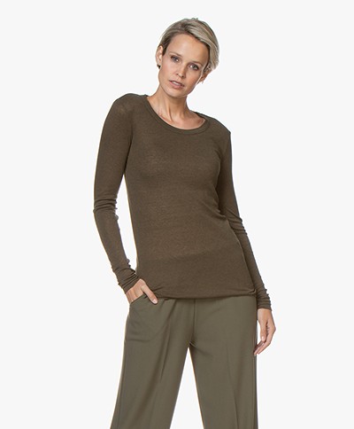 Closed Rib Jersey Long Sleeve in Lyocell and Wool - Sea Tangle
