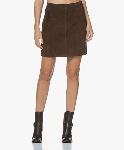 no man's land Suede Leather Mini Skirt - Fondente