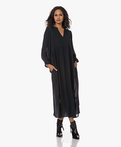 by-bar Ravi Twill Dress with Cropped Sleeves - Midnight