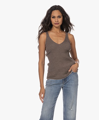 By Malene Birger Ronya Wool Knitted V-neck Top - Shale