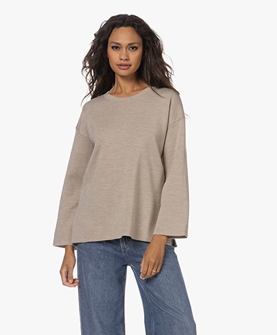 LaSalle Straight Sleeve Wool Blend Sweater - Natural