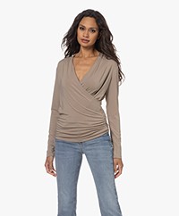 LaSalle Lyocell Jersey Wrap T-shirt - Taupe