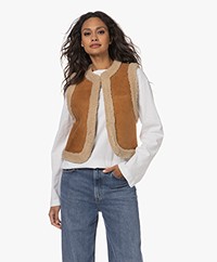DIEGA Gilpo Teddy Suède Gilet - Camel/Zand