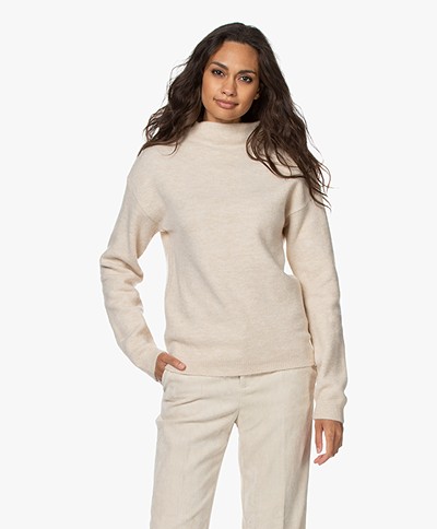 by-bar Moss Funnel Neck Wool Blend Sweater - Oyster